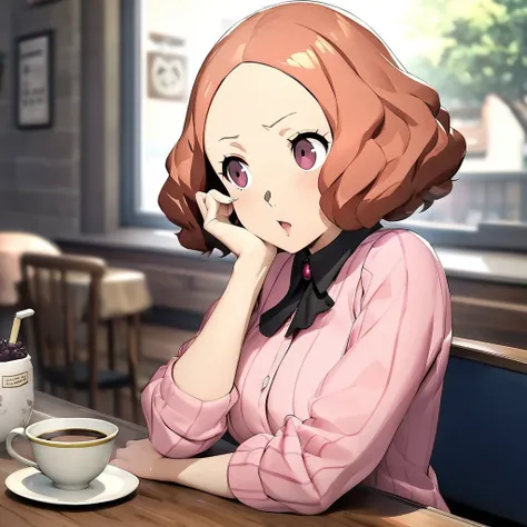 1girl, okumura haru, cafe, annoyed, masterpiece, best quality, newest, persona, soejima shigenori <lora:persona_xl_a31_c-000002:1>