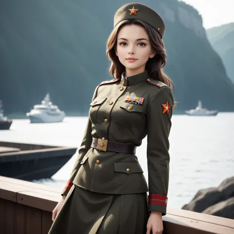 <lora:Pony Soviet Military uniform-000003:0.6>
core_9, score_8_up, score_7_up, score_6_up, score_5_up, score_4_up, BREAK 1girl, solo, best quality, high quality, highres, masterpiece, Soviet Military uniform, outdoors, battleship,