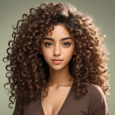 South American woman with 3c curly hair, medium length and olive skin. Anime Style,South American woman with 3c curly hair, medium length and olive skin. Anime Style