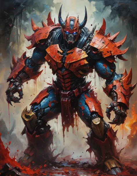 transformer berserker | avatar of fury, oil on canvas, blood bath