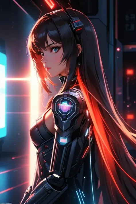 fcPortrait, cybernetic mecha implants in the style of a code vein character made of mad-dscbll, neon light glowing outline, cyberspace grid in background, sparkle, dynamic dramatic lighting, bokeh, dynamic camera angle, dynamic pose, cyberpunk, scifi, 1980...