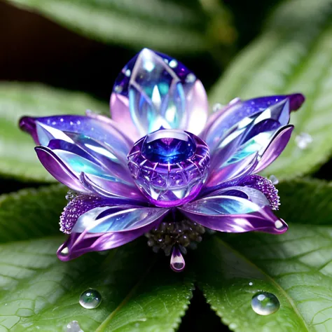 macro photo, sparkling magical fantasy glass flower dewdrop, very detailed, amazing quality, intricate, cinematic light, highly detail, beautiful, surreal, dramatic, galaxy fantasy colors, <lora:add_detail:1.0>, 