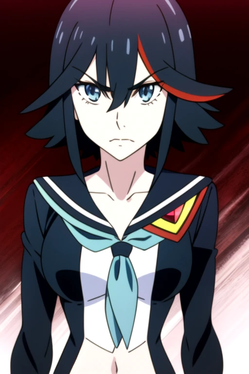 masterpiece, best quality, game cg, 1girl, ice blue eyes, titian hair,, solo, looking at viewer, , , ligne claire, realistic, , HD, <lora:kill_la_kill_style:1>, kill_la_kill_style