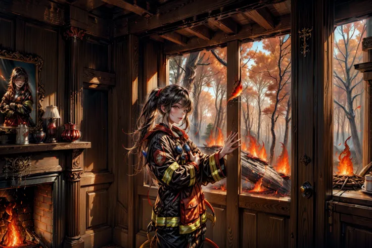 <lora:FireWorld:1.0>  FireWorld 1woman in a house in a wood city  <lora:more_details:1>