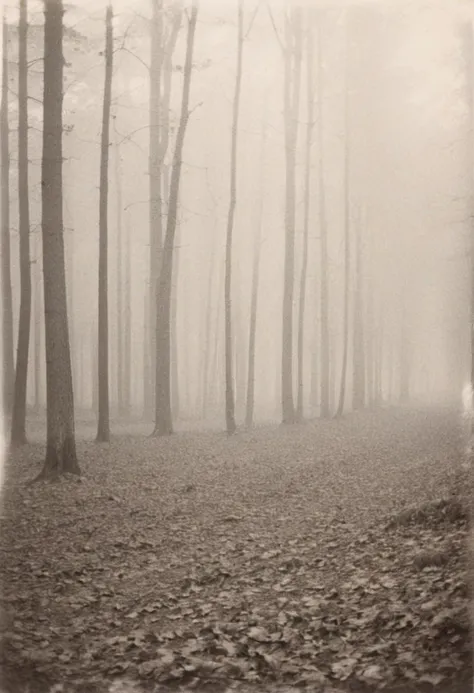 lith_Agfa_Brovira_Satino_BW122, a foggy forrest, lord of the ring style