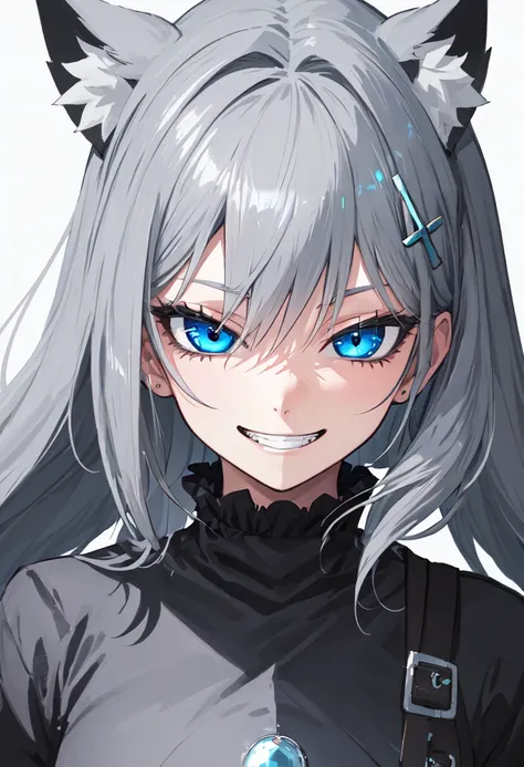 best quality, masterpiece, highres, solo, (shiroko_bluearchive:1.10), evil grin, evil smile, grin, portrait, looking at viewer, 44 <lora:shiroko_bluearchive:0.80>