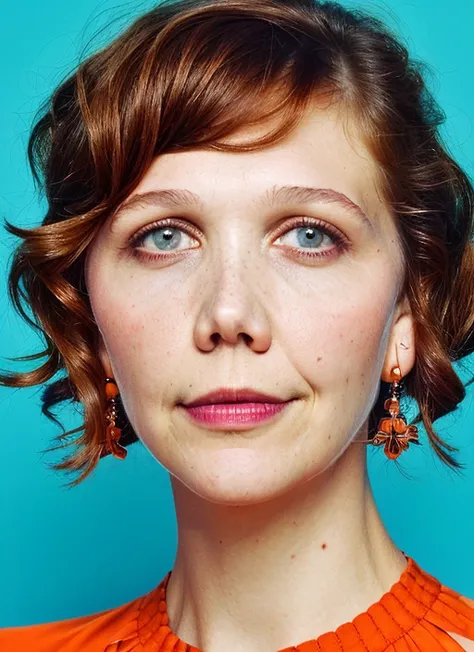 portrait of ((sks woman)) , by Tim Walker, <lora:lora-small-maggie-gyllenhaal-v1:0.7> <lora:locon_maggiegyllenhaal_v1_from_v1_64_32:0.6>, supermodel, portrait of ((sks woman)) by Flora Borsi, style by Flora Borsi, bold, bright colours, orange Mohawk haircu...