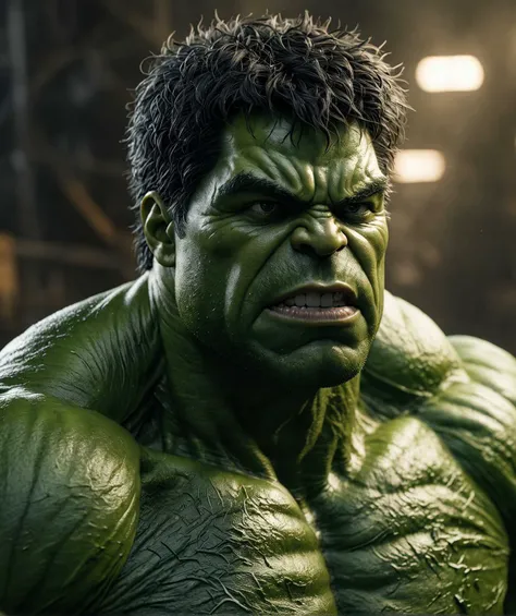 close photo of the hulk, photo of shoulders and head, close photo, realism, detailed skin, cinematic