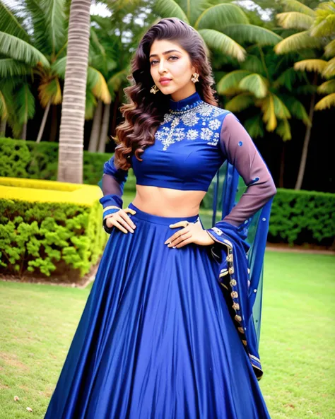 photo of snrk woman, conservatively dressed,  wearing Sapphire high neck Anarkali Suit that covers the neck breasts and midriff, dynamic pose, simple coastal interior background in bokeh <lora:snrk_Sonarika_Bhadoria_SD15_LoRA_prodigy_local_regs-000001:1>