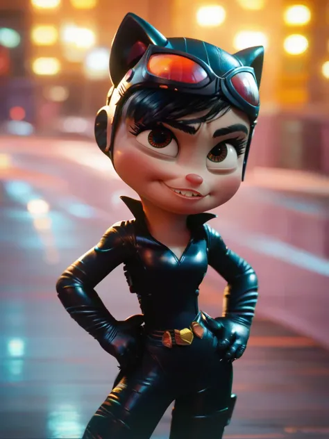 <lora:Vanellope:1>, va_pe, 1girl, small body, black hair, brown eyes, catwoman costume, score_9, score_8_up, score_7_up,