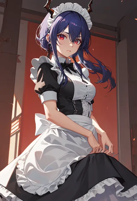 best quality, masterpiece, highres, solo, (ch_en_arknights:1.10), (maid:1.40), (long maid dress:1.15), 27 <lora:ch_en_arknights:0.80>