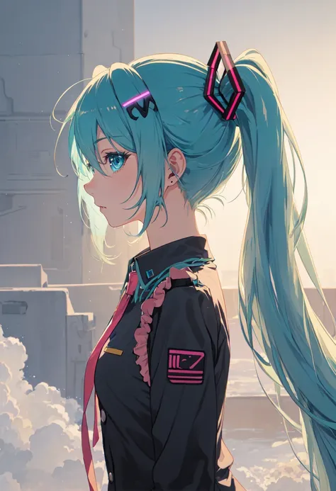 (safe:1.10), best quality, masterpiece, highres, solo, (hatsune_miku_bluearchive:1.10), profile, from side, upper body, 21 <lora:hatsune_miku_bluearchive:0.80>