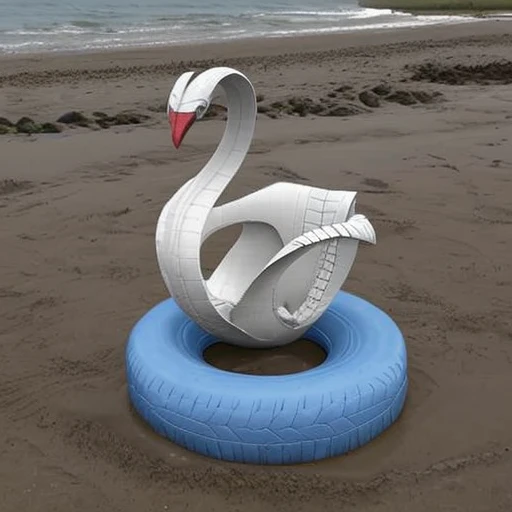 A swan made of tires