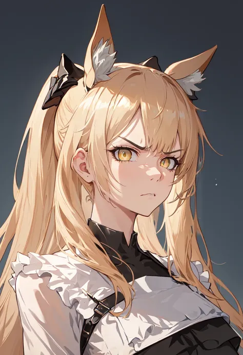 best quality, masterpiece, highres, solo, (blemishine_arknights:1.10), angry, annoyed, portrait, looking at viewer, 31 <lora:blemishine_arknights:0.80>