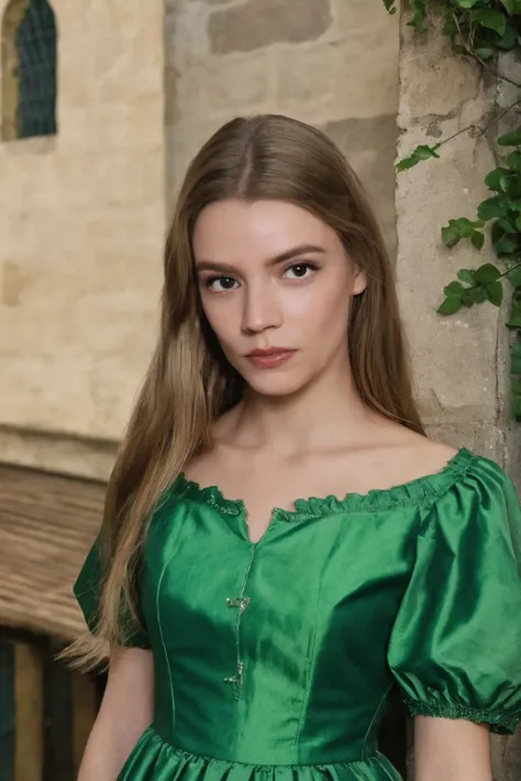 <lora:an4t4ly0rj0y:0.8> an4t4ly0rj0y 1girl,green dress, portrait, medieval town