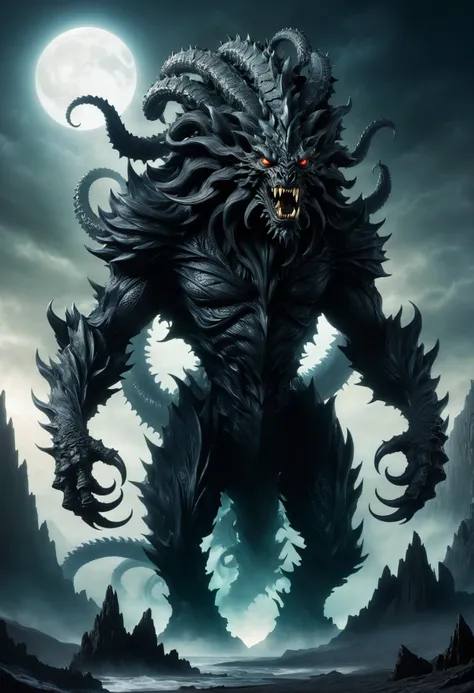 DonMB14ckR0ckXL, black rock, gorgon, Mythical creatures similar to jinn, shape-shifting abilities, invisible,  associated with various natural phenomena, malevolent, deeply woven into Middle Eastern folklore, subtle,translucent,intellectual,sunbaked,conden...