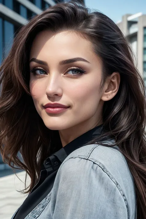 closeup headshot of S363_TatianaNeva,an attractive woman,in front of a (museum-wall:1.1),wearing a (black-shirt:1.1),(smiling),(4k, RAW photo, best quality, 35mm, depth of field, ultra high res:1.1),(intricate, photorealistic, cinematic-shot, masterpiece, ...