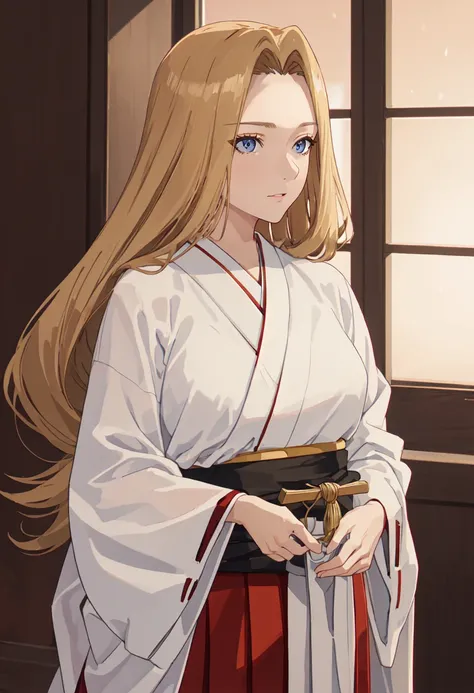 best quality, masterpiece, highres, solo, (methode_sousounofrieren:1.10), (white kimono:1.35), (red hakama:1.35), (wide sleeves:1.20), anime_style, 15 <lora:methode_sousounofrieren:0.80>