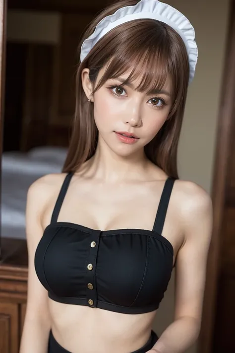 solo,brown eyes,maid headdress,1girl,maid,indoors,looking at viewer,brown hair,apron,realistic,bangs,
best quality,masterpiece,illustration,an extremely delicate and beautiful,CG,unity,8k wallpaper,Amazing,finely detail,masterpiece,official art,extremely d...