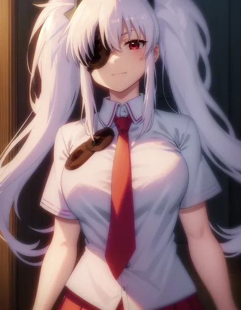 skyagyu, <lora:sk yagyu s1-lora-nochekaiser:1>,
yagyu, long hair, (red eyes:1.3), twintails, white hair, (eyepatch:1.5),
BREAK skirt, school uniform, necktie, socks, purple skirt, short sleeves,
BREAK indoors, classroom,
BREAK looking at viewer, (cowboy sh...