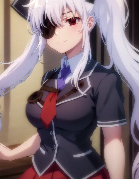 skyagyu, <lora:sk yagyu s1-lora-nochekaiser:1>,
yagyu, long hair, (red eyes:1.3), twintails, white hair, (eyepatch:1.5),
BREAK skirt, school uniform, necktie, socks, purple skirt, short sleeves,
BREAK indoors, classroom,
BREAK looking at viewer, (cowboy sh...