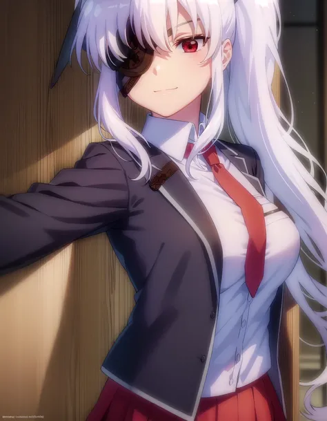 skyagyu, <lora:sk yagyu s1-lora-nochekaiser:1>,
yagyu, long hair, (red eyes:1.3), twintails, white hair, (eyepatch:1.5),
BREAK skirt, school uniform, necktie, socks, purple skirt, short sleeves,
BREAK indoors, classroom,
BREAK looking at viewer, (cowboy sh...