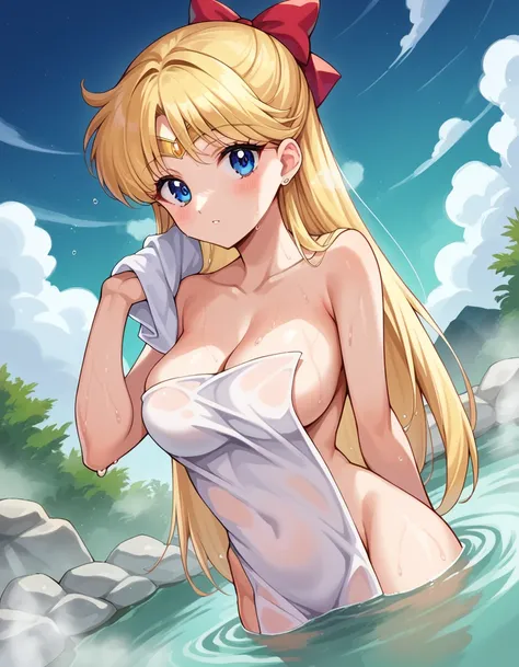 score_9, score_8_up, score_7_up, source_anime,
sailorvenus, <lora:sailor-venus-ponyxl-lora-nochekaiser:1>
sailor venus, blonde hair, blue eyes, bow, hair bow, half updo, long hair, red bow, tiara,
nude, naked, 
outdoors, onsen, towel, naked towel, steam, b...