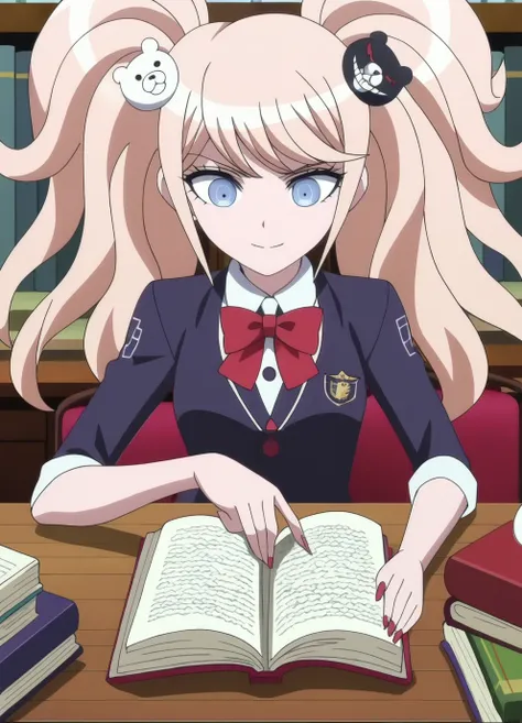 score_9, score_8_up, score_7_up, source_anime,1girl,junkoXL, <lora:junkoXL2:1>,blonde hair,twintails,detailed face, masterpiece,masterpiece,anime screencap,school,reading books