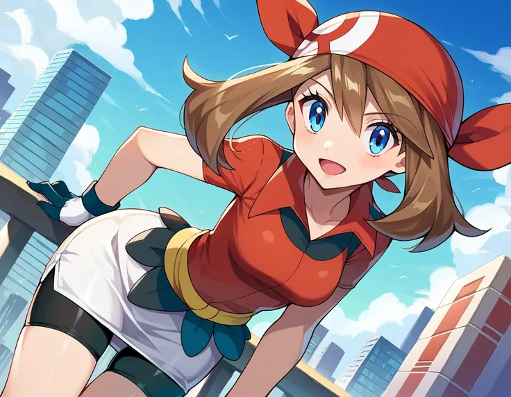 score_9, score_8_up, score_7_up, source_anime,
pokemonmay, <lora:pokemon-may-ponyxl-lora-nochekaiser:1>
pokemonmay, blue eyes, brown hair, bandana, long hair, red bandana, twintails, hair between eyes,
bike shorts, collared shirt, gloves, microskirt, multi...