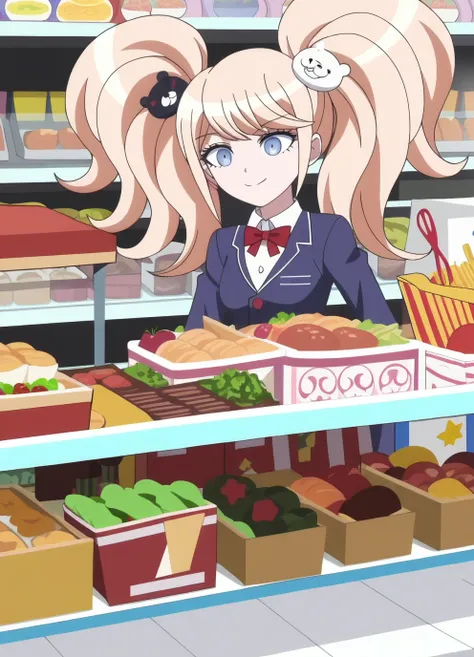 score_9, score_8_up, score_7_up, source_anime,1girl,junkoXL, <lora:junkoXL2:1>,blonde hair,twintails,detailed face, masterpiece,masterpiece,anime screencap,grocery store