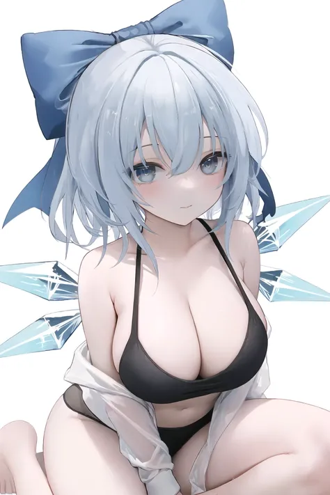 (masterpiece),best quality,white background,Cleavage,<lora:cirno-01:0.6>,cirno 4rt,