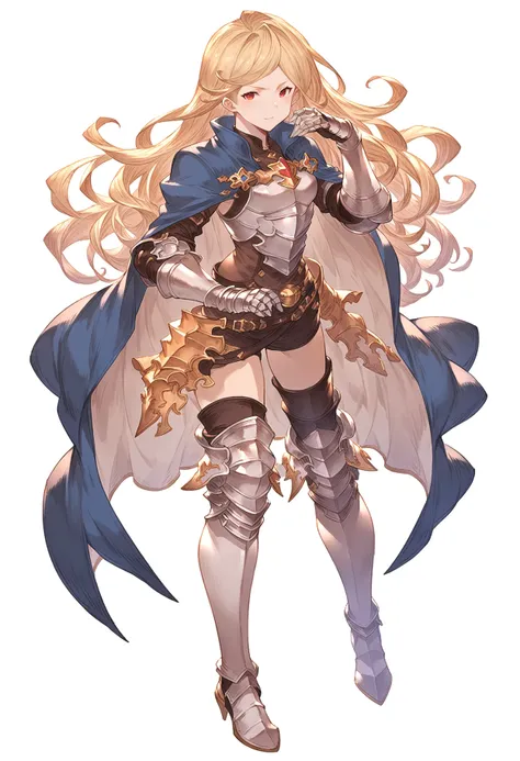 score_9, score_8_up, score_7_up, score_6_up, masterpeice, BREAK
source anime, granblue_fantasy_style_xl, granblue, 1girl, katalina (granblue fantasy), red eyes,gauntlets, silver armor, greaves, blonde hair, long hair, blue cape, rapier, hand on sheath, ful...