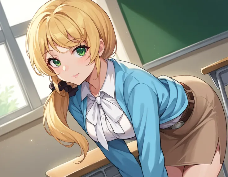 score_9, score_8_up, score_7_up, source_anime,
ellenbaker, <lora:ellen-baker-ponyxl-lora-nochekaiser:1>
ellen baker, blonde hair, green eyes, long hair, ponytail, scrunchie, mature female,
shirt, white shirt, collared shirt, cardigan, blue cardigan, belt, ...