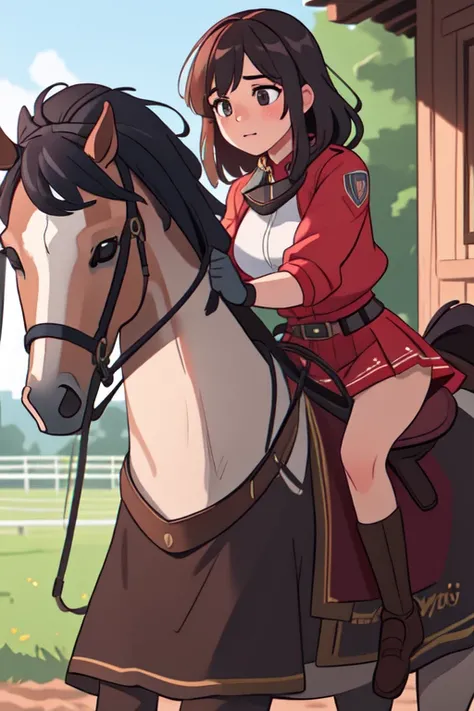 real, (realistic), super detailed, (4k), 8k, 21 year old woman rides a horse