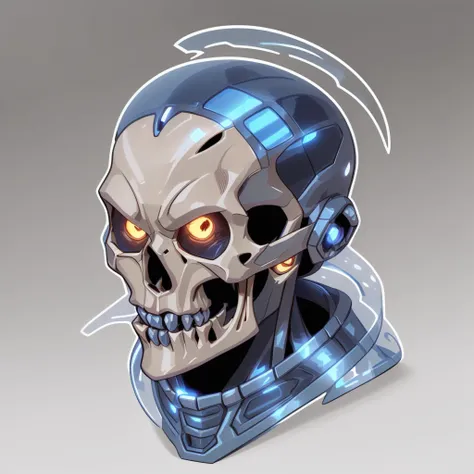  a humanoid alien with a transparent skull head inside of a futuristic space suit , concept art, fantasy race, glass helmets, his head is a skull, creature, artgerm, krenz cushart, greg rutkowski very clear, die-cut sticker, sticker, front shot, simple bac...