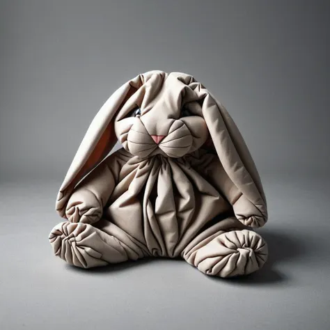 A Deflated happy creased folded bunny<lora:deflated_v3-000004:1.4>