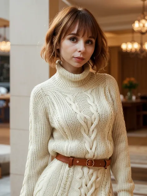 arielRebelTi wearing a full cableknit sweater dress