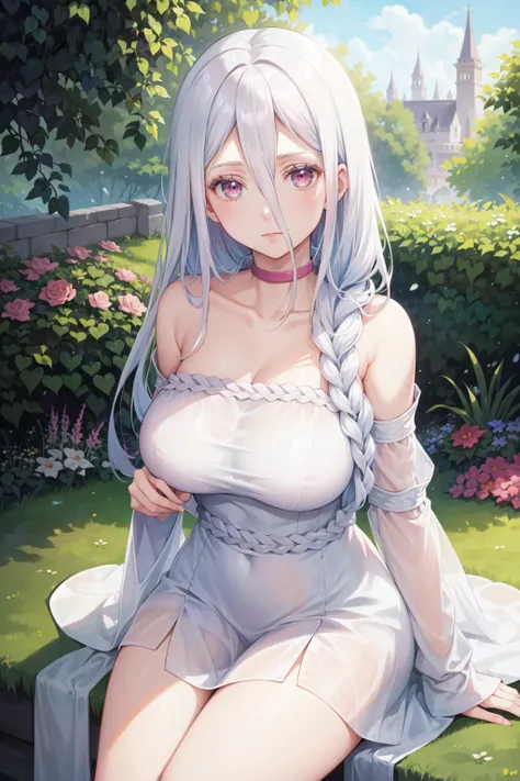 (best quality, ultra detailed), (detailed background:1.2), (perfect face, detailed face), looking at viewer, (mature female:1.4),
<lora:shiraori-10:1> shiraori, 1girl, long hair, hair between eyes, braid, dress, white dress, very long hair, single braid, c...