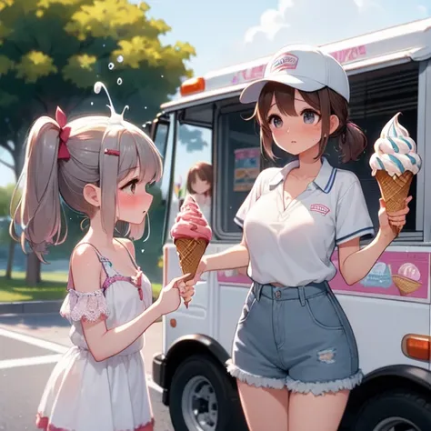 girl like  ice cream truck / ice cream machine