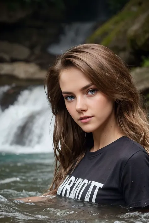 portrait of S371_AlenaUshkova,a beautiful woman,in a (river:1.1),wearing a (tee:1.1),(wet-hair),(waterfall),(4k, RAW photo, best quality, 35mm, depth of field, ultra high res:1.1),(intricate, photorealistic, cinematic-shot, masterpiece, ultra-detailed:1.1)...