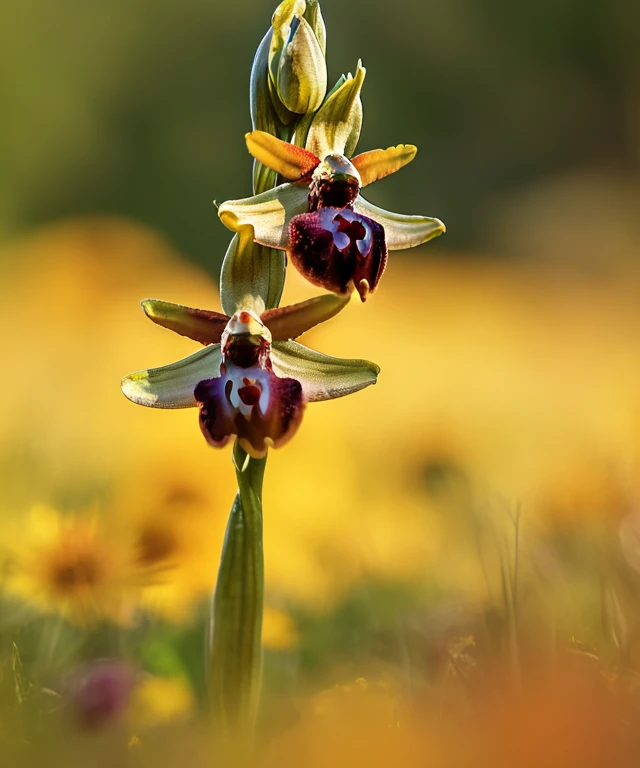 s3p4g0d , Ultra-HD, realistic, spectacular light, ((3/4 body)), ((blurred nature, outdoor)), Flower