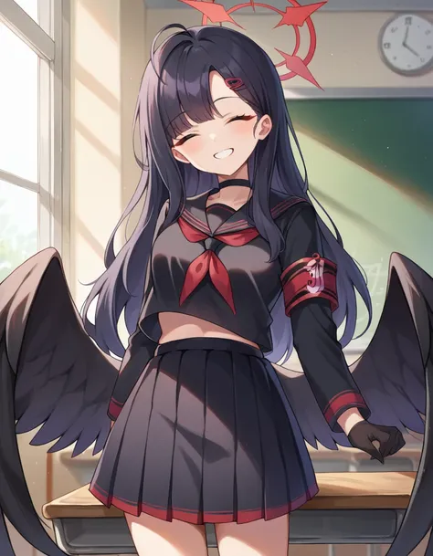 score_9, score_8_up, score_7_up, source_anime,
ichikanakamasa, <lora:ichika-nakamasa-ponyxl-lora-nochekaiser:1>,
ichika nakamasa, ahoge, black hair, black wings, feathered wings, hair ornament, hairclip, halo, long hair, low wings, red halo, wings, closed ...