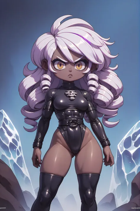 source_anime, score_9, score_8_up, score_7_up, full color kawaii, 1girl, woman, angry sci-fi celtic medicine woman, athletic, sexy leather armor, leather pauldrons, (warpaint:1), white hair, drill hair, contrapposto, with a pet Black Bear, bombshell hair, ...