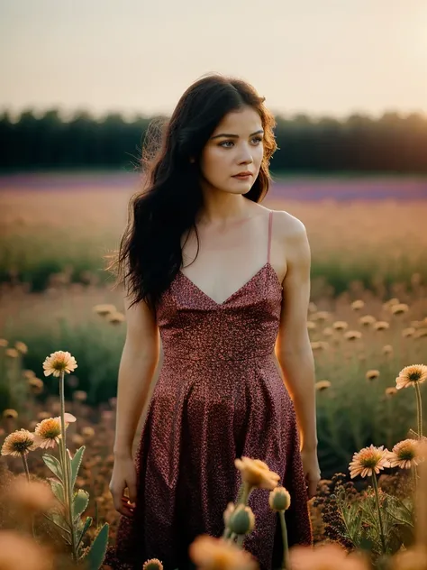 A beautiful 4g0st1n4b3ll1,a woman in a red dress standing in a field of flowers,realistic,soft lighting, professional Photography, Photorealistic, detailed, RAW, analog, sharp focus, 8k, HD, high quality, masterpiece<lora:lucyh4l3:1.0><lora:4g0st1n4b3ll1:1...