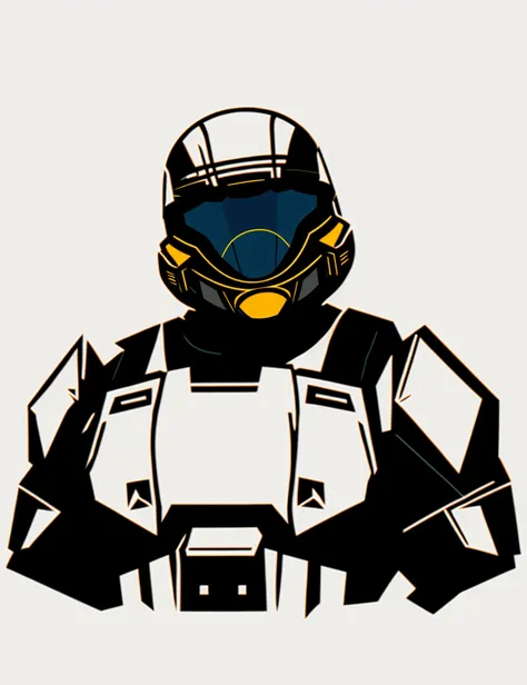 (minimalist cinematic colored vector art)+ of an ODST, upper body