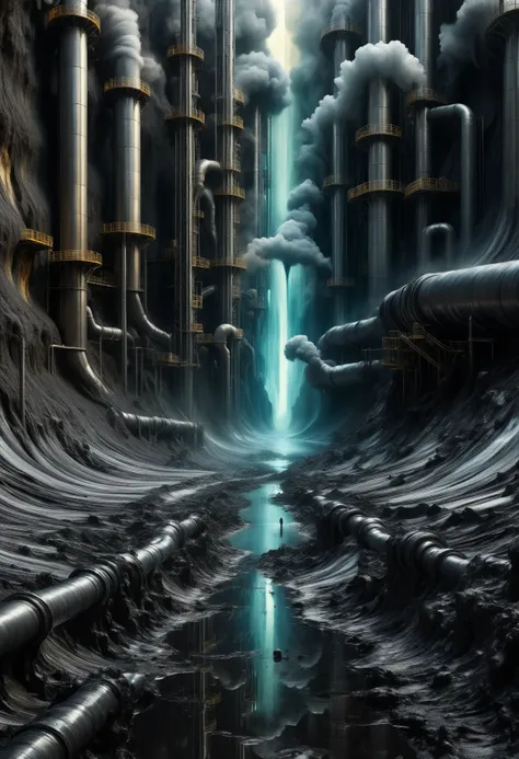 DonMP41n717Bl4ckXL  hyper detailed masterpiece, dynamic realistic digital art, awesome quality,crystal manipulation haven,rippled geothermal plant,venusian atmosphere split screen space shadows,time paradoxes, petrochemical,deadly <lora:DonMP41n717Bl4ckXL-...