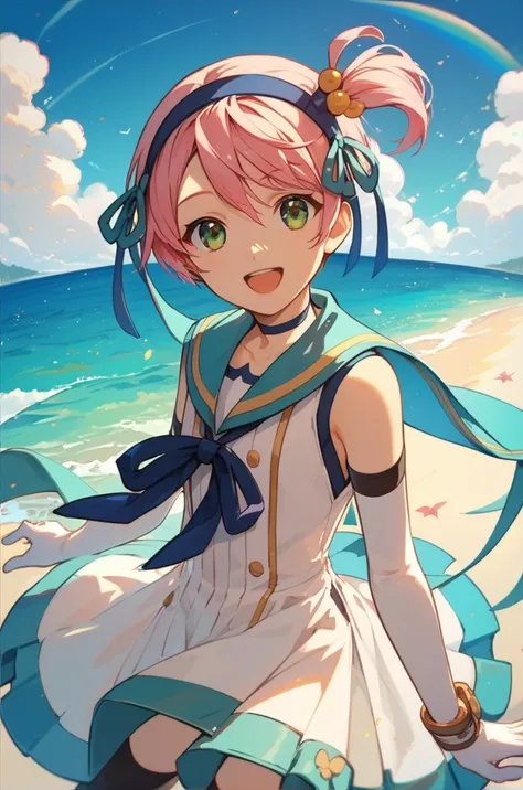 score_9, score_8_up, score_7_up, very aesthetic, source_anime, detailed, high quality, beautiful, masterpiece,
<lora:lightXL:0.8> 
ocean, beach,
cowboy shot,  close up, dynamic angle, upper body,
flat chest, smile, open mouth, open arms, dynamic pose,
<lor...