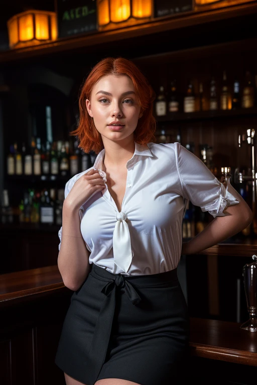 Merger_deb_blares,
(working in a dark atmospheric bar, working behind the bar, pulling pints, bar, dark wood bar, atmospheric, wearing a shirt and tie and skirt:1.2),
bokeh, f1.4, 40mm, photorealistic, raw, 8k, textured skin, skin pores, intricate details ...