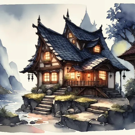 score_9, score_8_up, score_7_up, source_anime, <lora:WCXL:0.8>, watercolor_(artwork), solo, solo focus, fantasy, small house, outdoors, porch, landscape, BREAK,