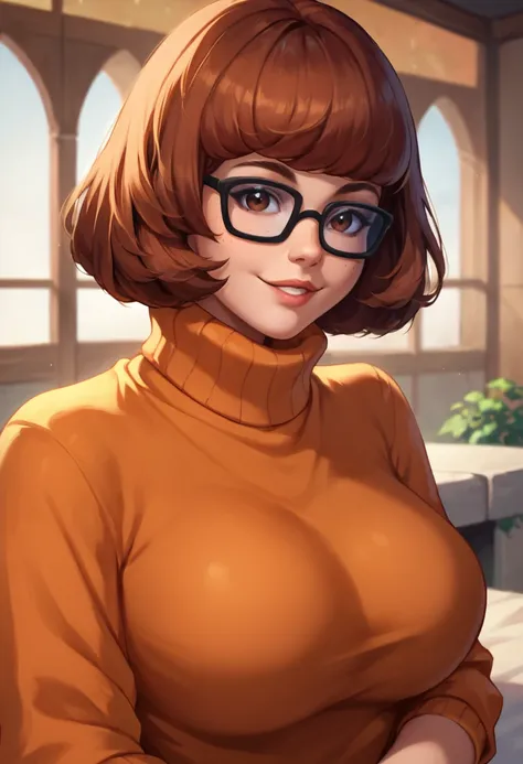 masterpiece,best quality, highly detailed, score_9, score_8_up, score_7_up, score_6_up,source anime,<lora:xl_more_art-full_v1:0.8>,
BREAK
 <lora:VelmaXL:0.8>velma,1girl, glasses, solo, breasts, brown hair, turtleneck, sweater, brown eyes, short hair, freck...